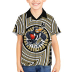 Collingwood Football Club Hawaiian Shirt Indigenous Monochrome Dot Art Mascot Style