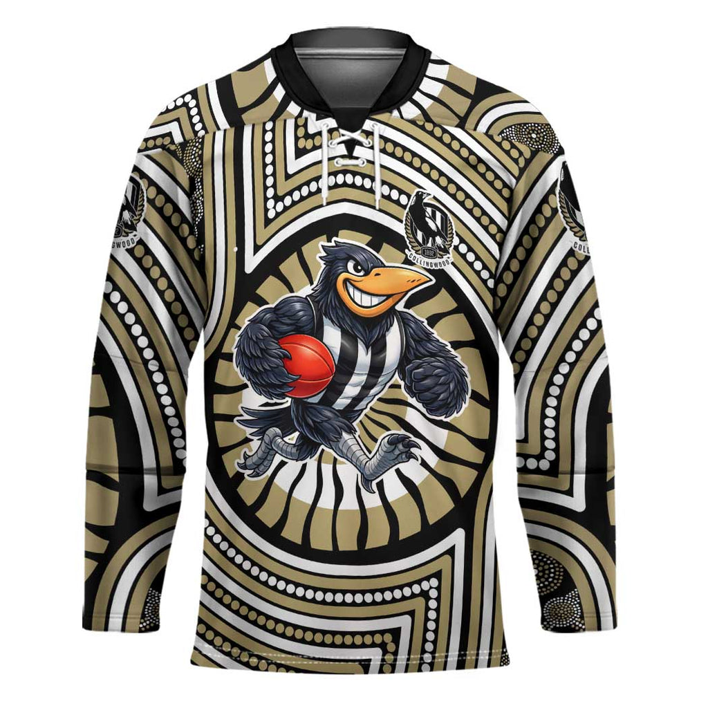 Collingwood Football Club Hockey Jersey Indigenous Monochrome Dot Art Mascot Style