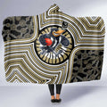 Collingwood Football Club Hooded Blanket Indigenous Monochrome Dot Art Mascot Style