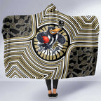 Collingwood Football Club Hooded Blanket Indigenous Monochrome Dot Art Mascot Style