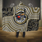 Collingwood Football Club Hooded Blanket Indigenous Monochrome Dot Art Mascot Style
