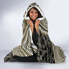 Collingwood Football Club Hooded Blanket Indigenous Monochrome Dot Art Mascot Style
