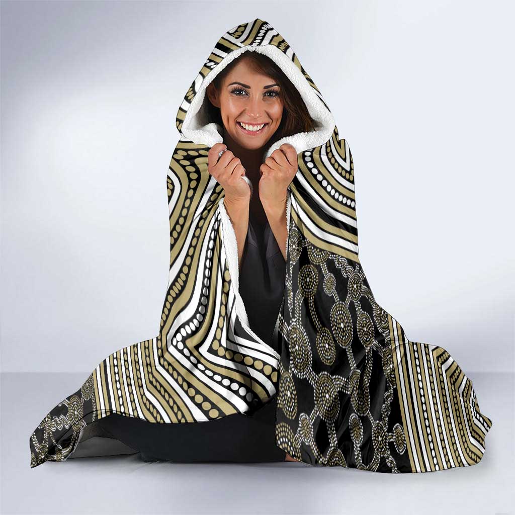 Collingwood Football Club Hooded Blanket Indigenous Monochrome Dot Art Mascot Style