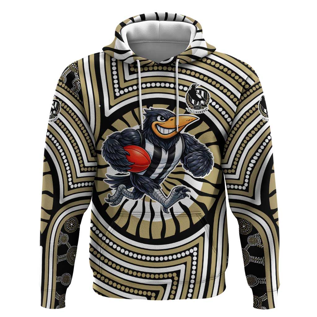 Collingwood Football Club Hoodie Indigenous Monochrome Dot Art Mascot Style