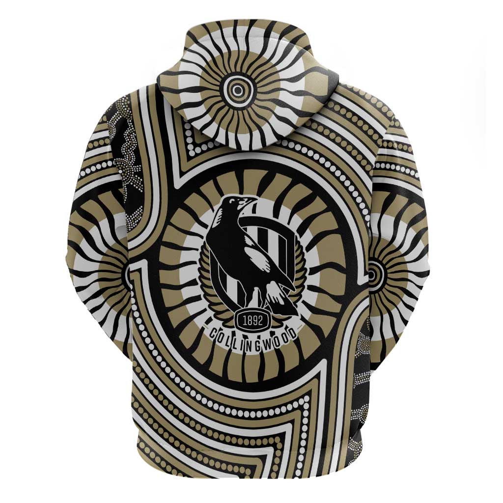 Collingwood Football Club Hoodie Indigenous Monochrome Dot Art Mascot Style