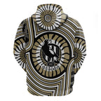 Collingwood Football Club Hoodie Indigenous Monochrome Dot Art Mascot Style