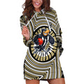 Collingwood Football Club Hoodie Dress Indigenous Monochrome Dot Art Mascot Style