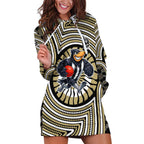 Collingwood Football Club Hoodie Dress Indigenous Monochrome Dot Art Mascot Style