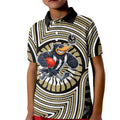 Collingwood Football Club Kid Polo Shirt Indigenous Monochrome Dot Art Mascot Style