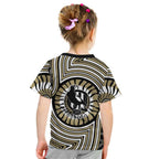 Collingwood Football Club Kid T Shirt Indigenous Monochrome Dot Art Mascot Style