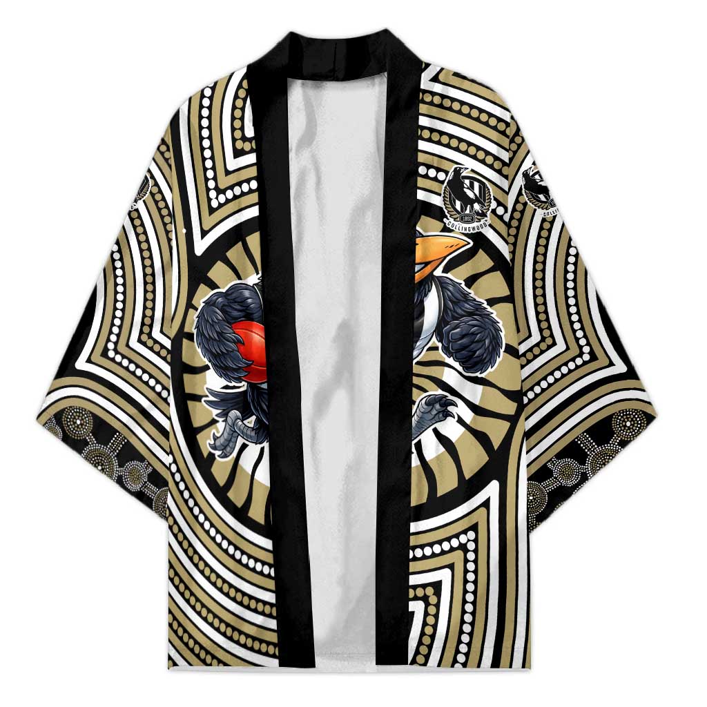 Collingwood Football Club Kimono Indigenous Monochrome Dot Art Mascot Style