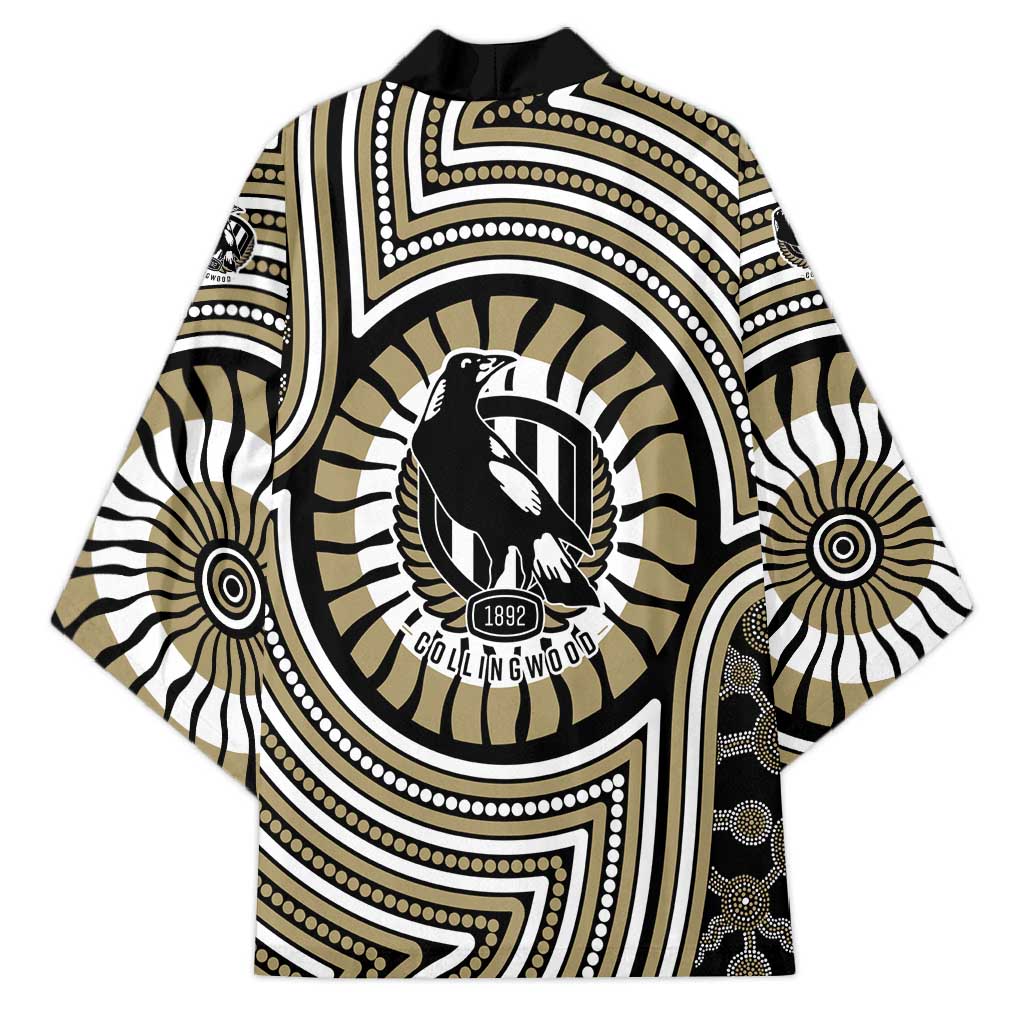 Collingwood Football Club Kimono Indigenous Monochrome Dot Art Mascot Style