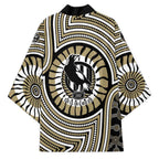 Collingwood Football Club Kimono Indigenous Monochrome Dot Art Mascot Style