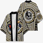 Collingwood Football Club Kimono Indigenous Monochrome Dot Art Mascot Style