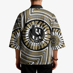 Collingwood Football Club Kimono Indigenous Monochrome Dot Art Mascot Style