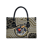 Collingwood Football Club Leather Bag Indigenous Monochrome Dot Art Mascot Style