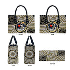 Collingwood Football Club Leather Bag Indigenous Monochrome Dot Art Mascot Style