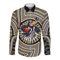 Collingwood Football Club Long Sleeve Button Shirt Indigenous Monochrome Dot Art Mascot Style