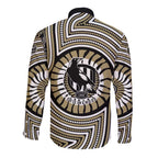 Collingwood Football Club Long Sleeve Button Shirt Indigenous Monochrome Dot Art Mascot Style