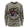 Collingwood Football Club Long Sleeve Shirt Indigenous Monochrome Dot Art Mascot Style
