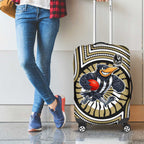 Collingwood Football Club Luggage Cover Indigenous Monochrome Dot Art Mascot Style