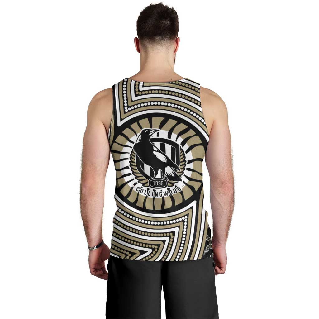 Collingwood Football Club Men Tank Top Indigenous Monochrome Dot Art Mascot Style