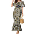 Collingwood Football Club Mermaid Dress Indigenous Monochrome Dot Art Mascot Style