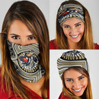 Collingwood Football Club Neck Gaiter Indigenous Monochrome Dot Art Mascot Style