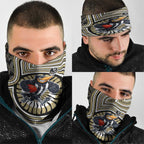 Collingwood Football Club Neck Gaiter Indigenous Monochrome Dot Art Mascot Style