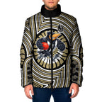Collingwood Football Club Padded Jacket Indigenous Monochrome Dot Art Mascot Style