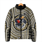 Collingwood Football Club Padded Jacket Indigenous Monochrome Dot Art Mascot Style