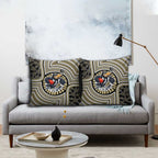 Collingwood Football Club Pillow Cover Indigenous Monochrome Dot Art Mascot Style