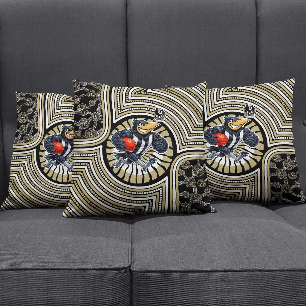 Collingwood Football Club Pillow Cover Indigenous Monochrome Dot Art Mascot Style