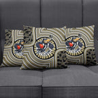 Collingwood Football Club Pillow Cover Indigenous Monochrome Dot Art Mascot Style