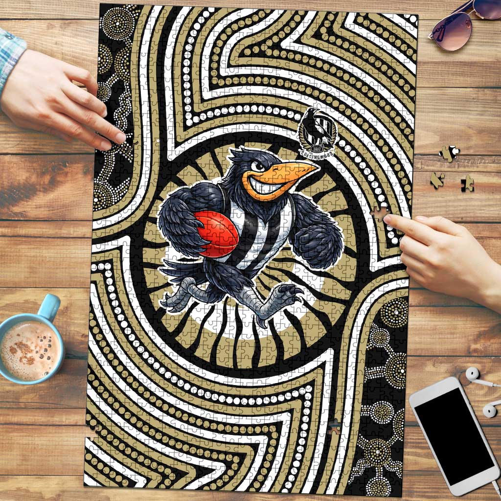 Collingwood Football Club Puzzle Indigenous Monochrome Dot Art Mascot Style