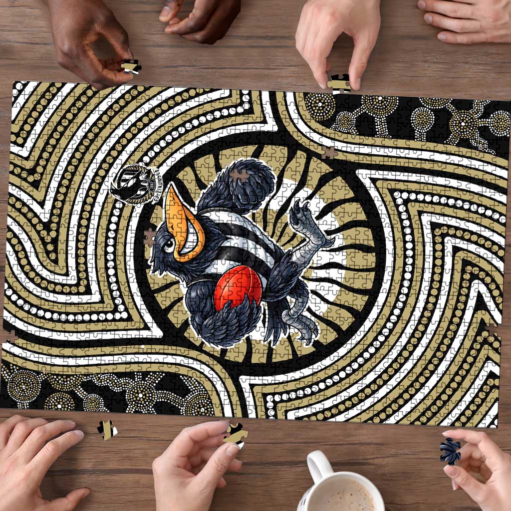 Collingwood Football Club Puzzle Indigenous Monochrome Dot Art Mascot Style