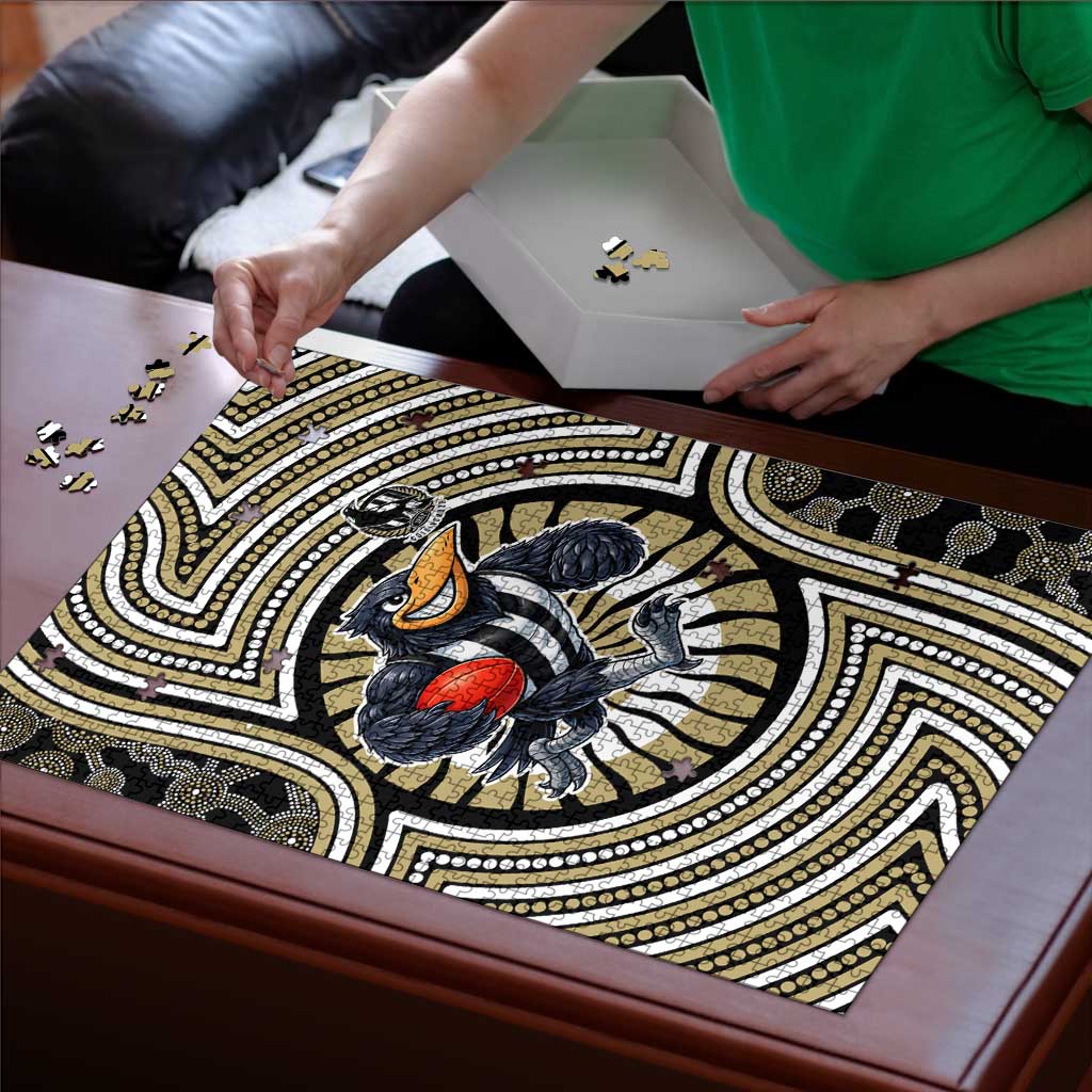 Collingwood Football Club Puzzle Indigenous Monochrome Dot Art Mascot Style
