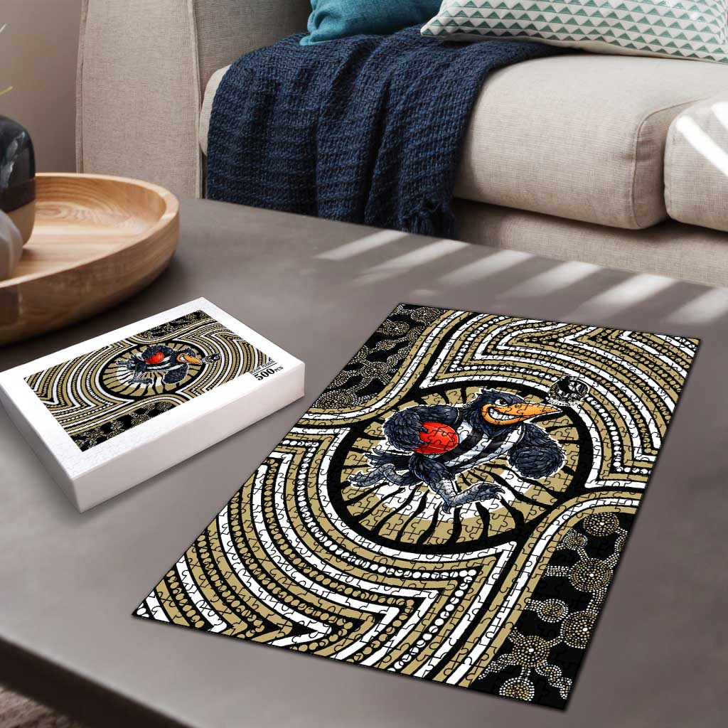 Collingwood Football Club Puzzle Indigenous Monochrome Dot Art Mascot Style