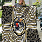 Collingwood Football Club Quilt Indigenous Monochrome Dot Art Mascot Style