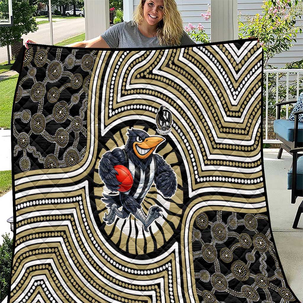 Collingwood Football Club Quilt Indigenous Monochrome Dot Art Mascot Style