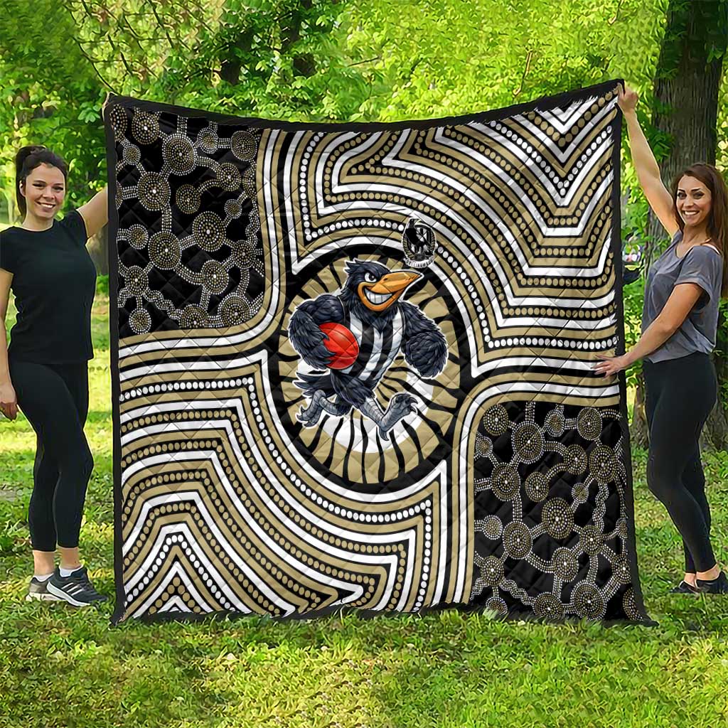 Collingwood Football Club Quilt Indigenous Monochrome Dot Art Mascot Style