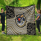 Collingwood Football Club Quilt Indigenous Monochrome Dot Art Mascot Style