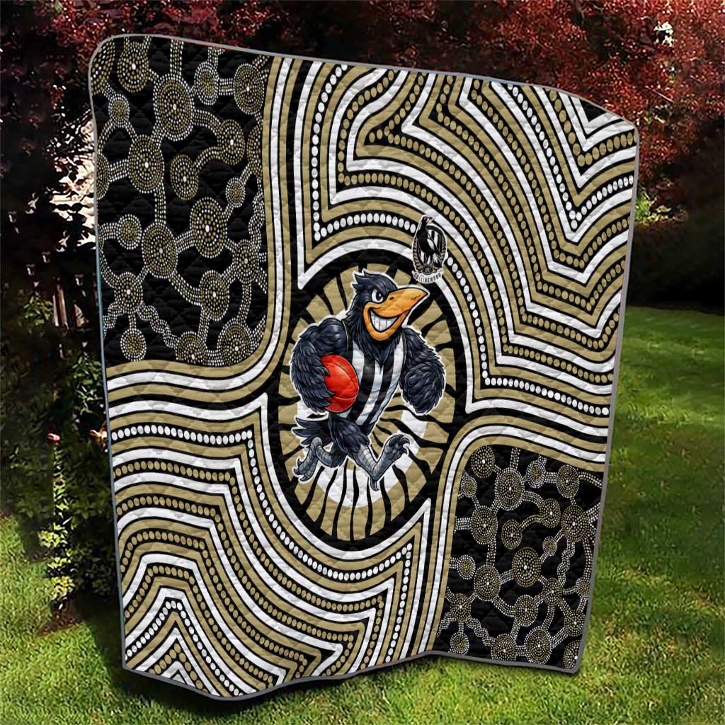Collingwood Football Club Quilt Indigenous Monochrome Dot Art Mascot Style