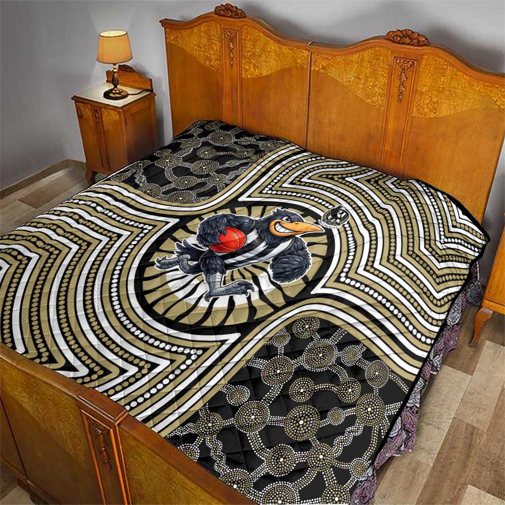 Collingwood Football Club Quilt Indigenous Monochrome Dot Art Mascot Style