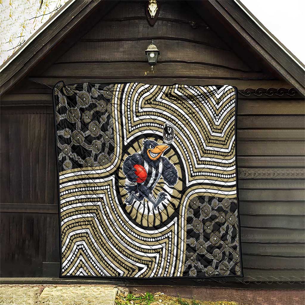 Collingwood Football Club Quilt Indigenous Monochrome Dot Art Mascot Style