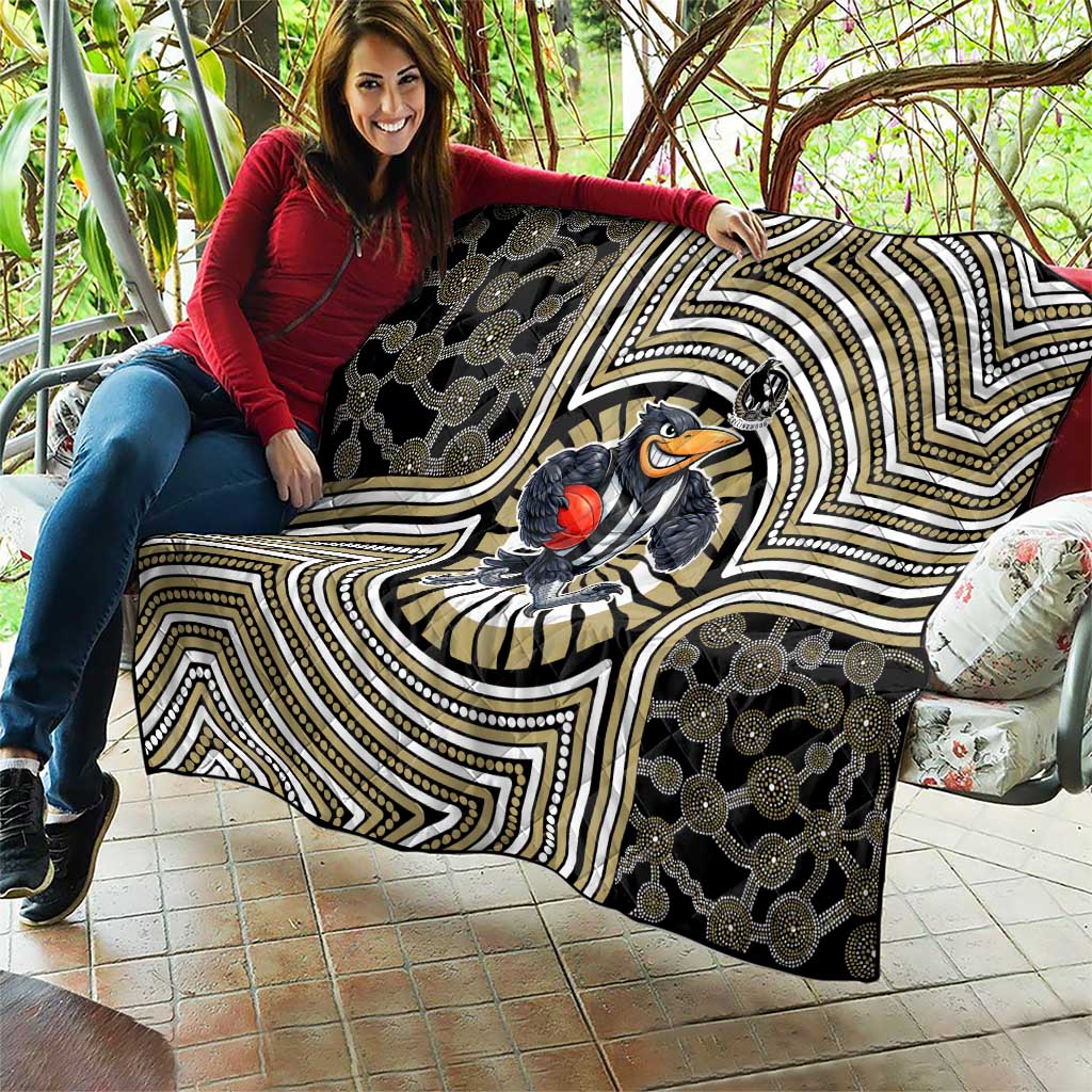 Collingwood Football Club Quilt Indigenous Monochrome Dot Art Mascot Style