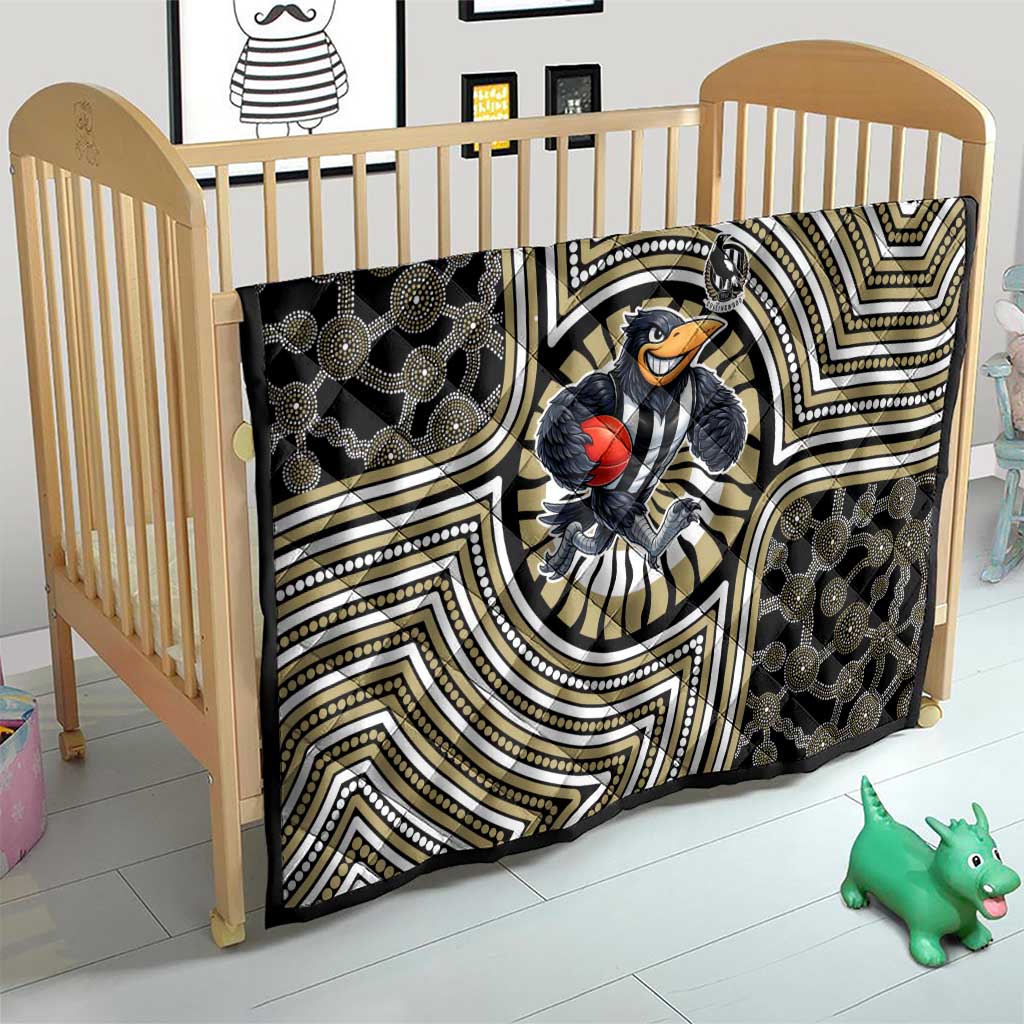 Collingwood Football Club Quilt Indigenous Monochrome Dot Art Mascot Style