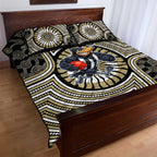 Collingwood Football Club Quilt Bed Set Indigenous Monochrome Dot Art Mascot Style