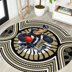 Collingwood Football Club Round Carpet Indigenous Monochrome Dot Art Mascot Style