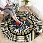 Collingwood Football Club Round Carpet Indigenous Monochrome Dot Art Mascot Style